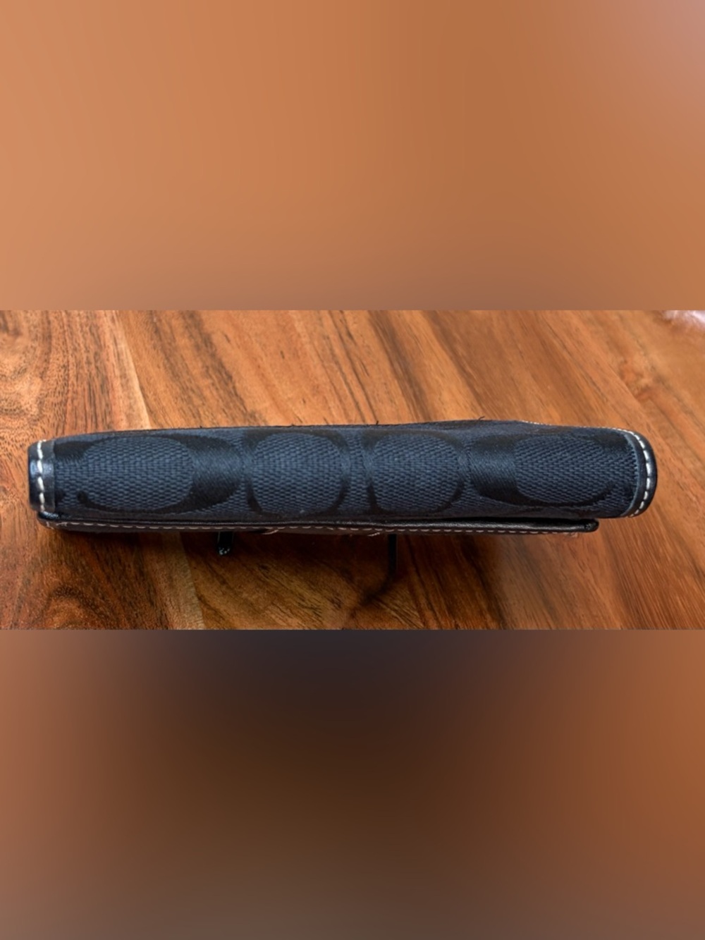 Vintage COACH Signature C Black Jacquard Leather Trifold Wallet Like New - Picture 14 of 16